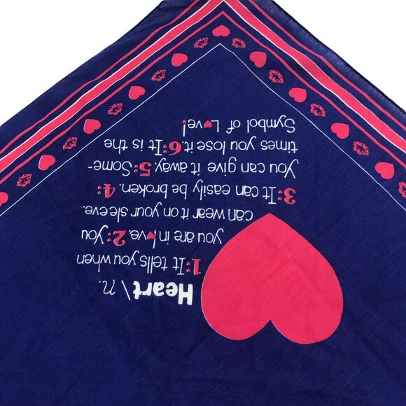 vintage bandana Kiss And Hearts Navy Blue And Pink RN‎ 13960 main image 10